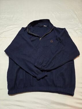 Bugle Boy Men's Navy Half-Zip Sweater with Crest